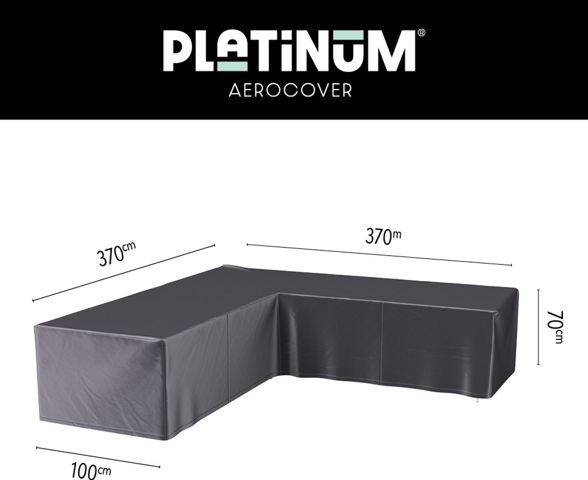Platinum AeroCover - Loungebankhoes L-vorm - 370x370x100xH70cm - Ademend - Waterproof - Hoge kleurechtheid Antraciet