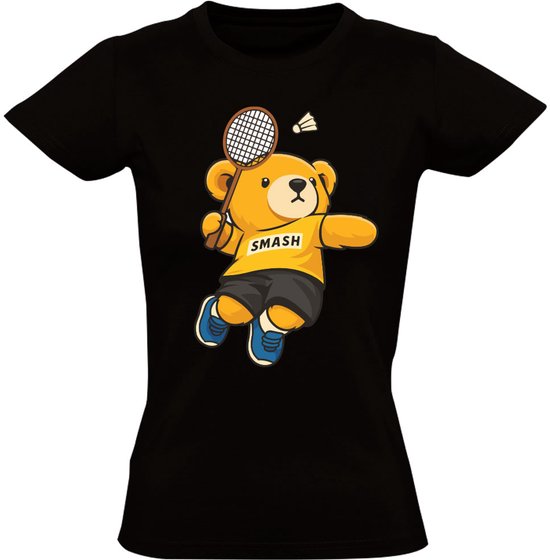Badminton Beertje Dames T-shirt - dieren - sport - shuttle - tennis - beer - racket - smash