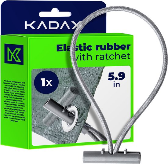 KADAX Dekzeilhouder, weerbestendige zeilspanner, zeilrubber, expanderlussen, spanrubbers voor tenten, zeilen, trampolines, caravans (grijs/15 cm/vergrendelingen/1 stuk)