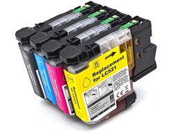 Inktcartridges Geschikt voor Brother LC-521 | Multipack van 4 stuks Geschikt voor Brother DCP-J1260W - DCP-J1310DW - DCP-J1313DW - DCP-J1360DW - DCP-J1460DW