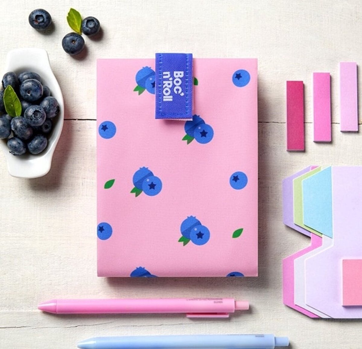 Roll'Eat - Boc'n'Roll Blueberry - Herbruikbare Boterhamzakje - Opvouwbaar en verstelbaar - BPA-vrij - Sluiting met klittenband