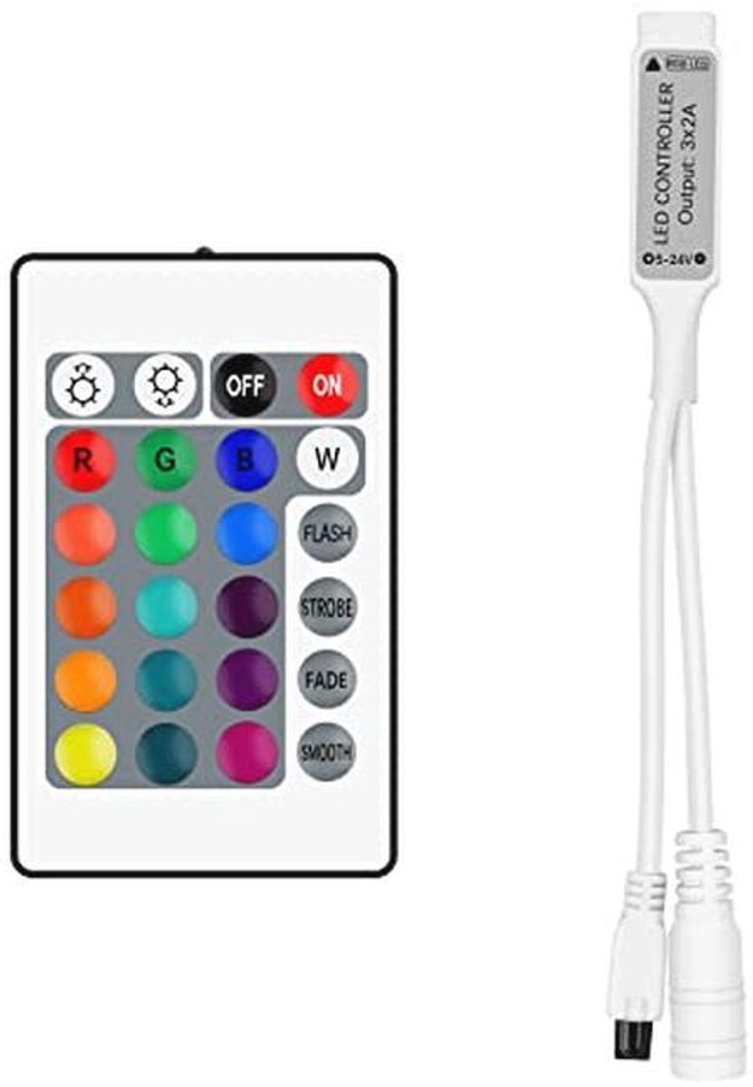 Mini RGB LED Controller met 24-toetsen IR Afstandsbediening voor 3528 5050 5630 LED Strips