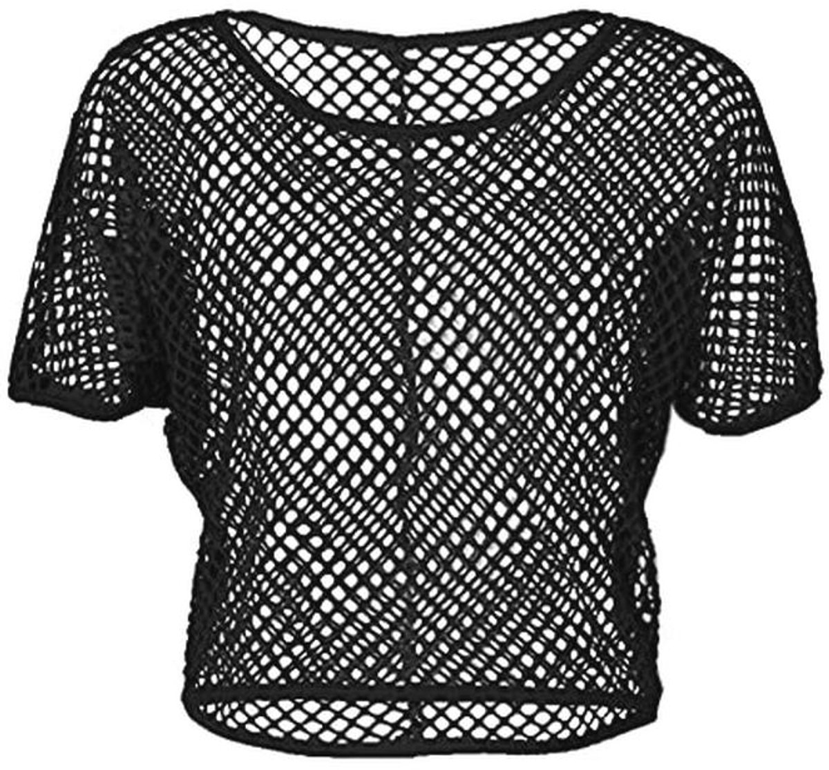 Vrouwen Casual Sexy 80s Kostuums met Visnet en Neon Crop Tops