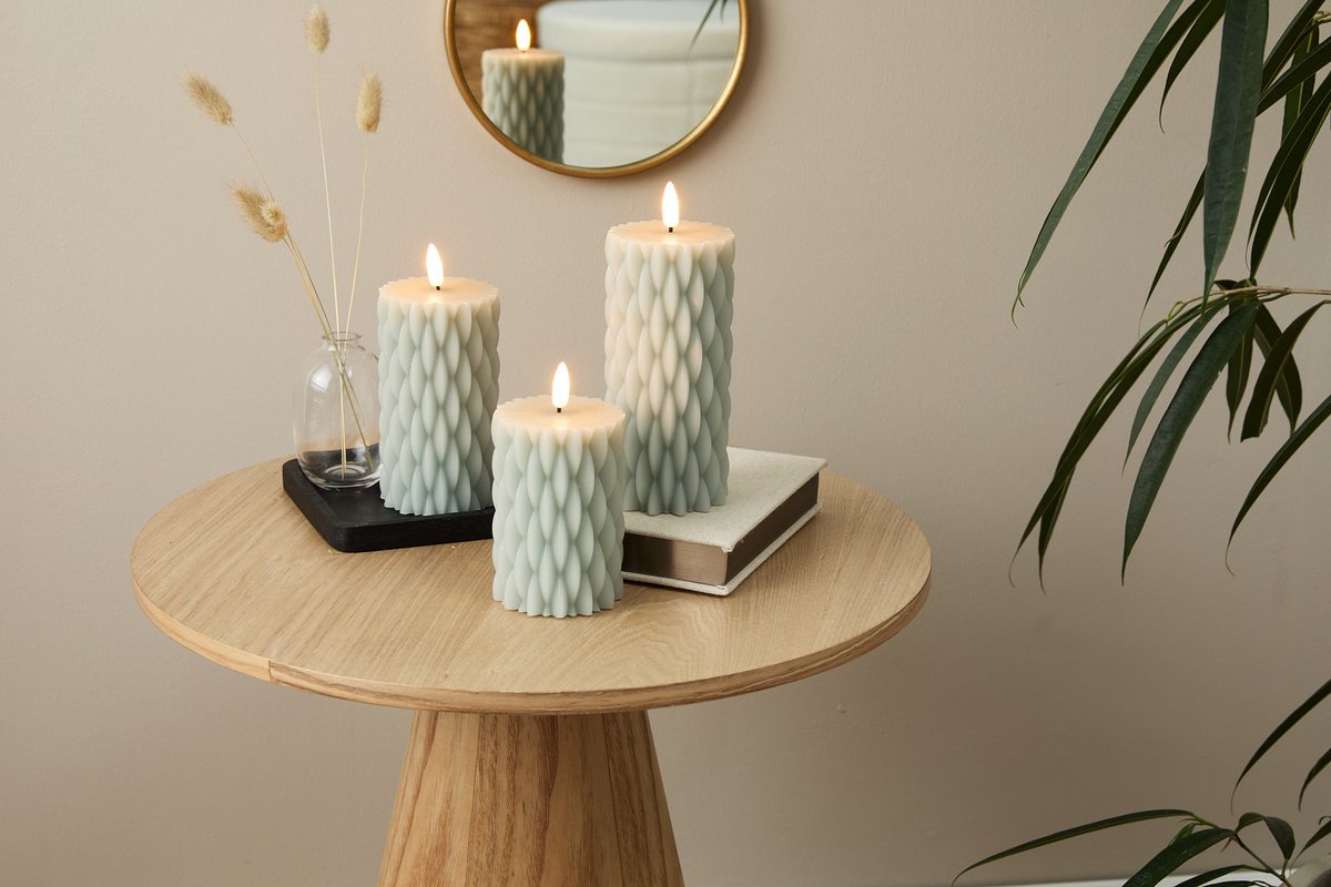 Lifa Living LED kaars set/3 - met wax - incl. afstandbediening kabel - lichtgrijs