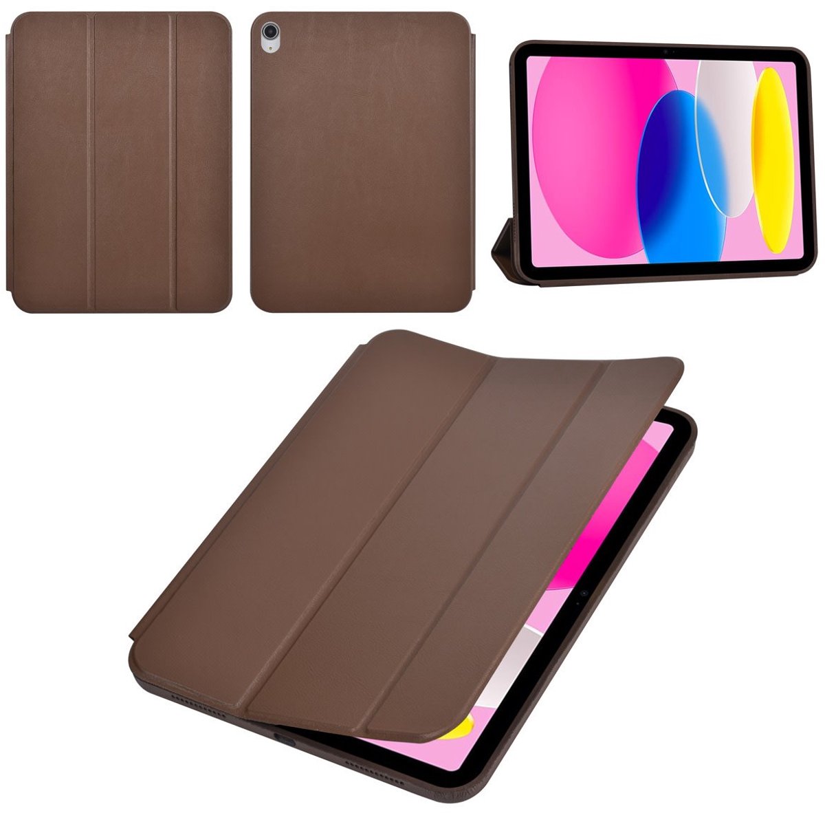 Apple iPad 10.9 (2022) Book Case Tablet hoesje - Smart Case - DonkerBruin