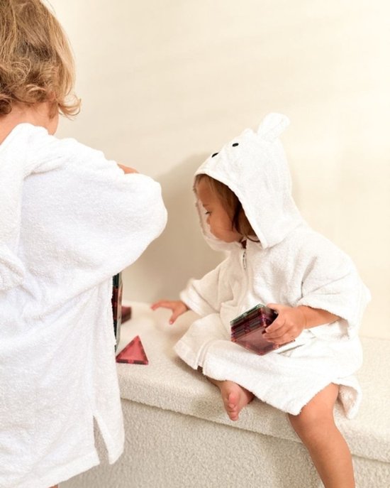 Bobbé - Kinderbadjas met rits - Wit - Maat 1-2 van Bobbé — afbeelding 2