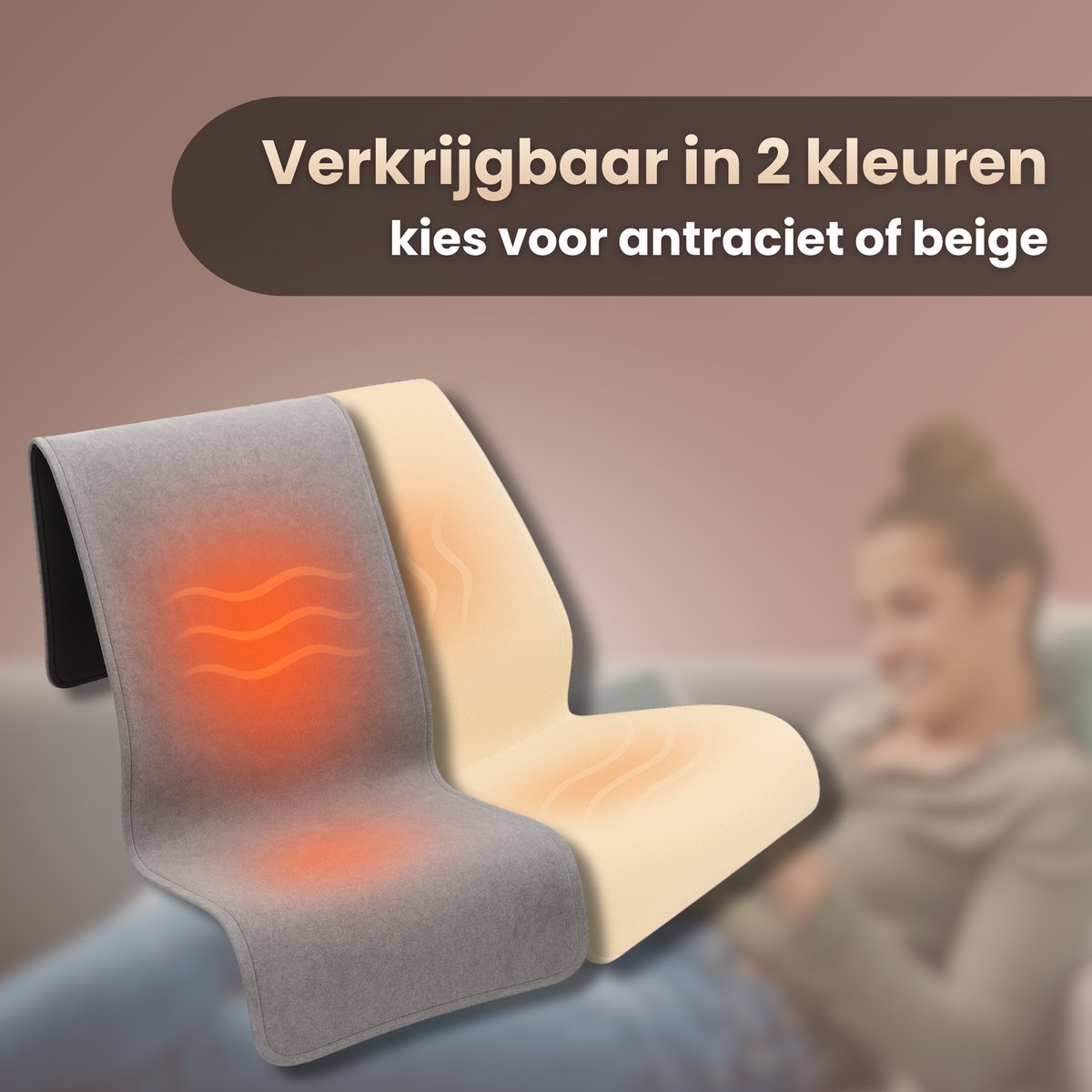 HeatSense® Stoelverwarming XL - Elektrische deken - Draadloos Warmtedeken - Inclusief 16.000 mAh Powerbank en Snellader - Stoelverwarmer - Stoof Warmtegevoel - Antraciet – foto 6