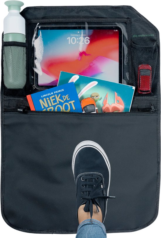 Organiseur Siège Voiture Pliable - Boîte Rangement Passager Ou Coffre - Tissu Oxford Noir 31x25x25 Cm