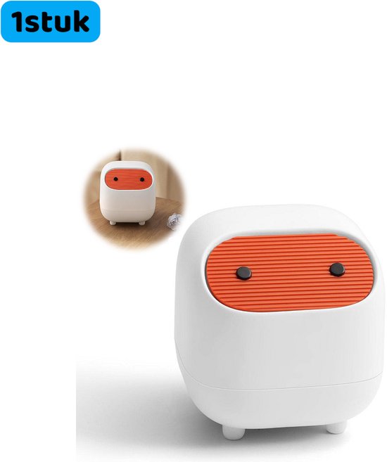 1 stuk - prullenbak - Mini-prullenbak - Afvalbak voor op het bureau - Afvalbak - Met deksel - Geschikt voor badkamers, slaapkamers - Wit