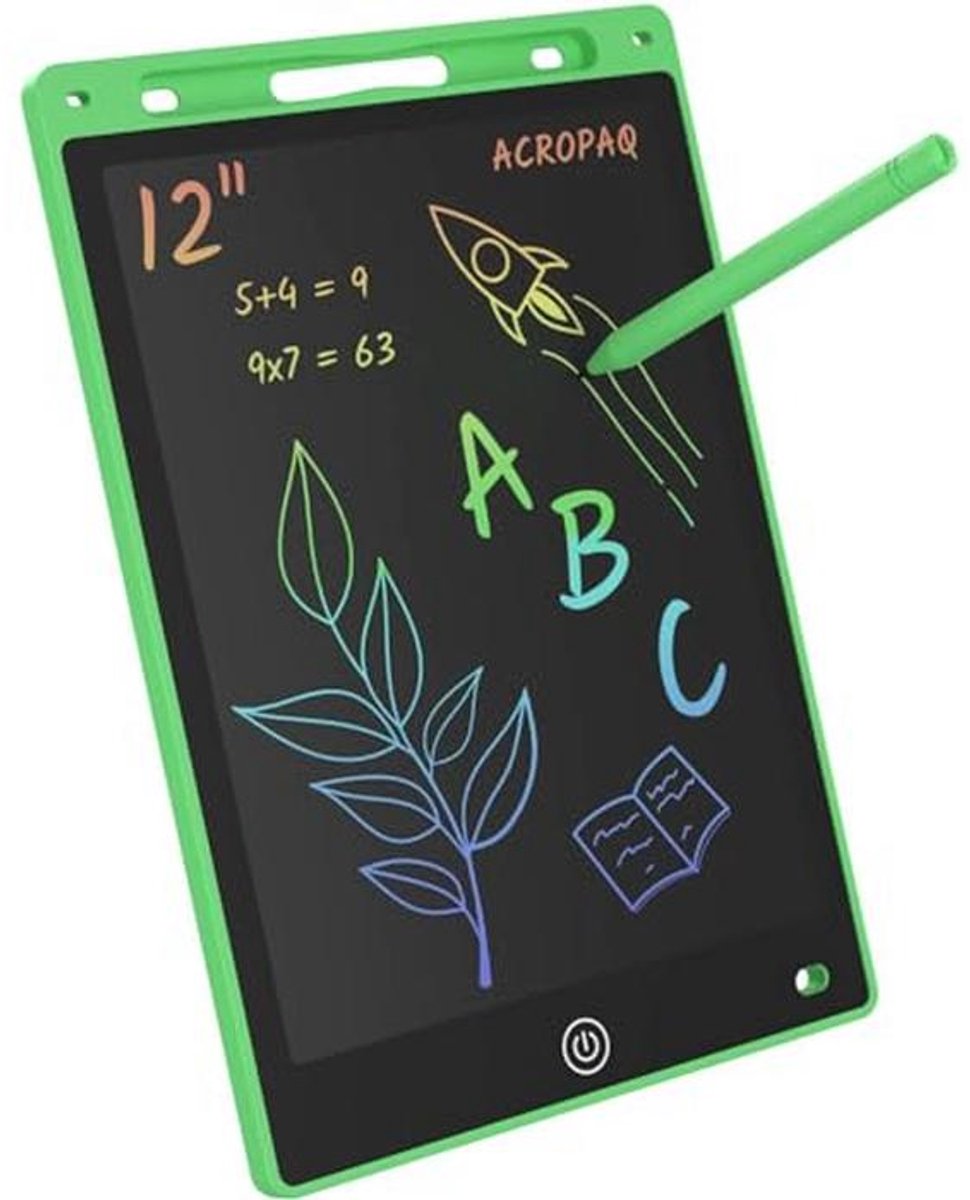LCD Tekentablet 12 Inch - Draagbaar Elektronisch Tekenbord voor Kinderen - Groen Kleurenscherm en Stylus