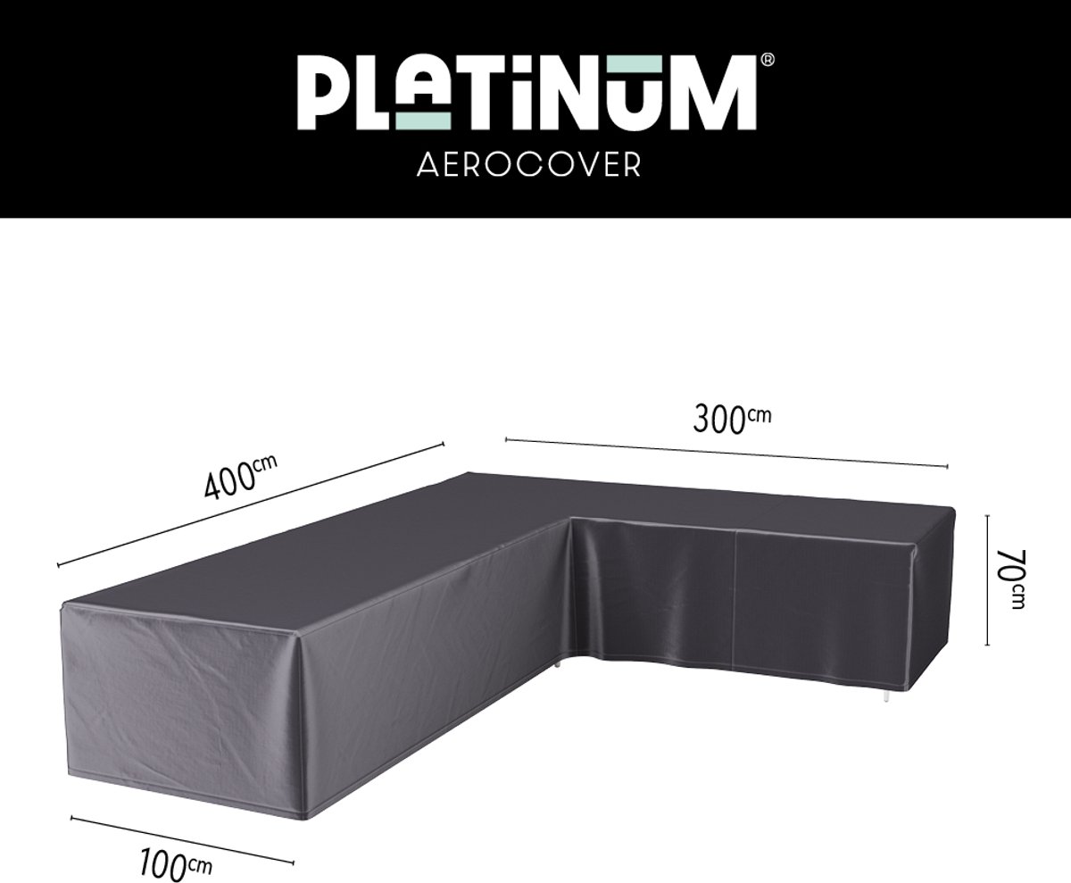 Platinum AeroCover - Loungebankhoes L-vorm - 400x300x100xH70 Rechts - Ademend - Waterproof - Hoge kleurechtheid Antraciet