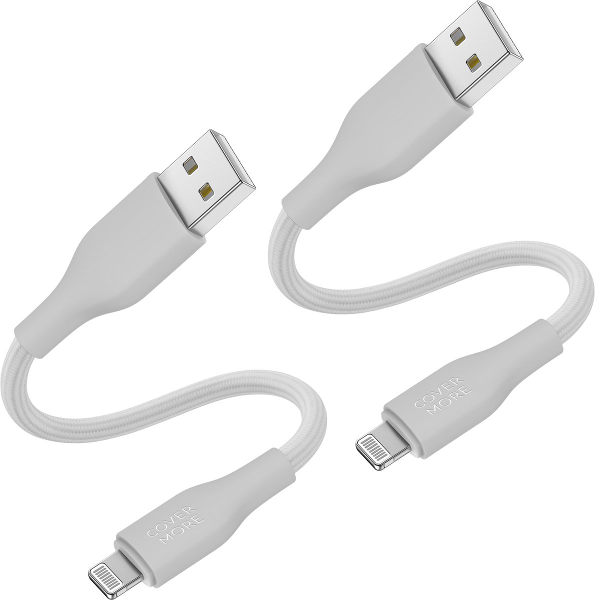 Oplaadkabel geschikt voor iPhone - Lightning kabel - Kort - 30cm - 2 stuks - Stevig - Nylon - Wit