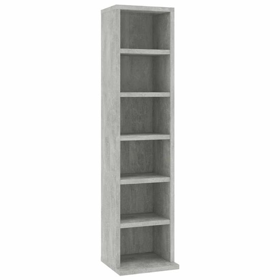 Collection Maison Omabeta Meuble média gris béton élancé en multiplex durable – 21x20x88 cm – Rangement maximum sur un espace minimal