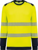 WK. Designed To Work Gerecycled veiligheids-T-shirt lange mouwen WK361 - Hi Viz Yellow / Navy - XS