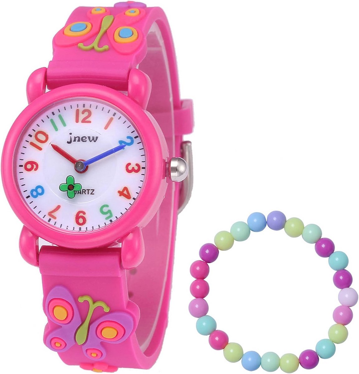 Schattige 3D Cartoon Kinderhorloge voor Meisjes van 3-10 Jaar - Analoge Quartz Polshorloge met Siliconen Band