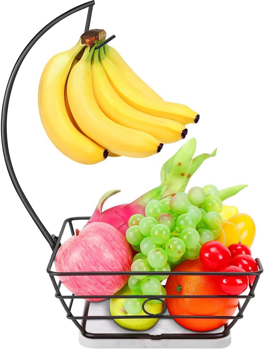Standaard Fruitmand met Bananenhouder - Vierkante Schaal voor Groente en Fruit