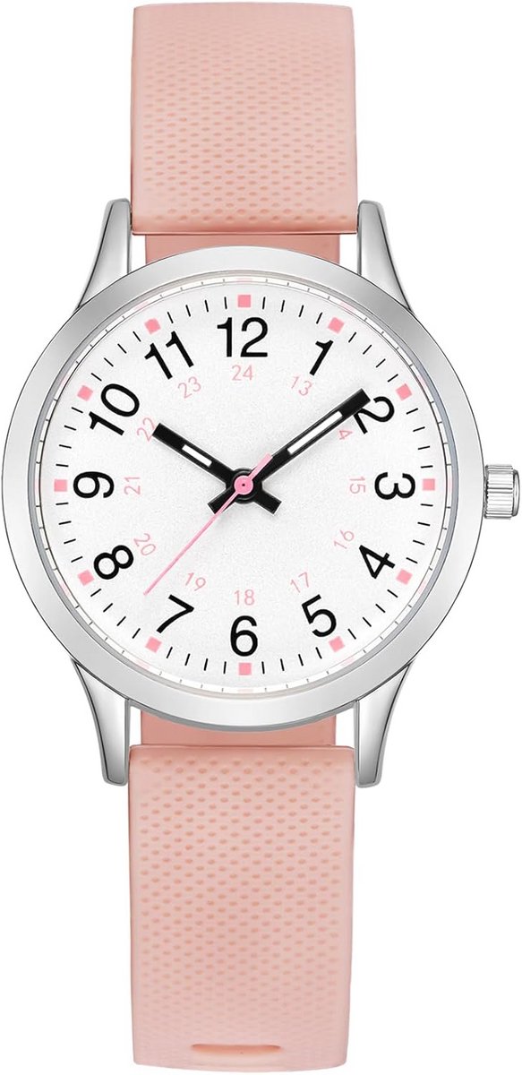 Kinderhorloge voor meisjes 7-14 jaar, waterdicht analoog horloge met siliconen armband