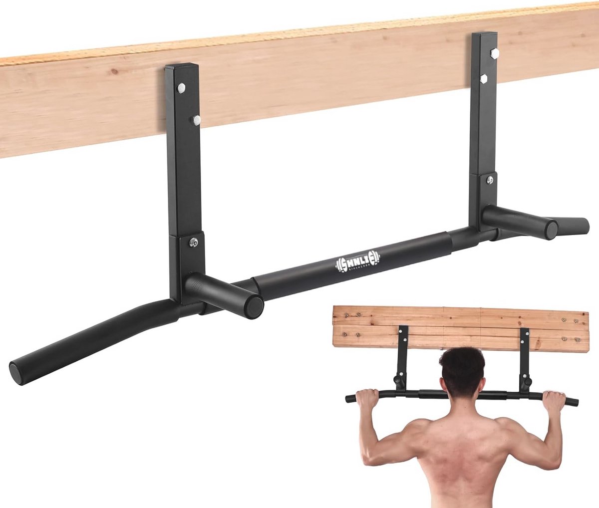 Ceiling Mounted Pull-Up Bar for Home Gym - 42 Inch Wide Chin Up Bar