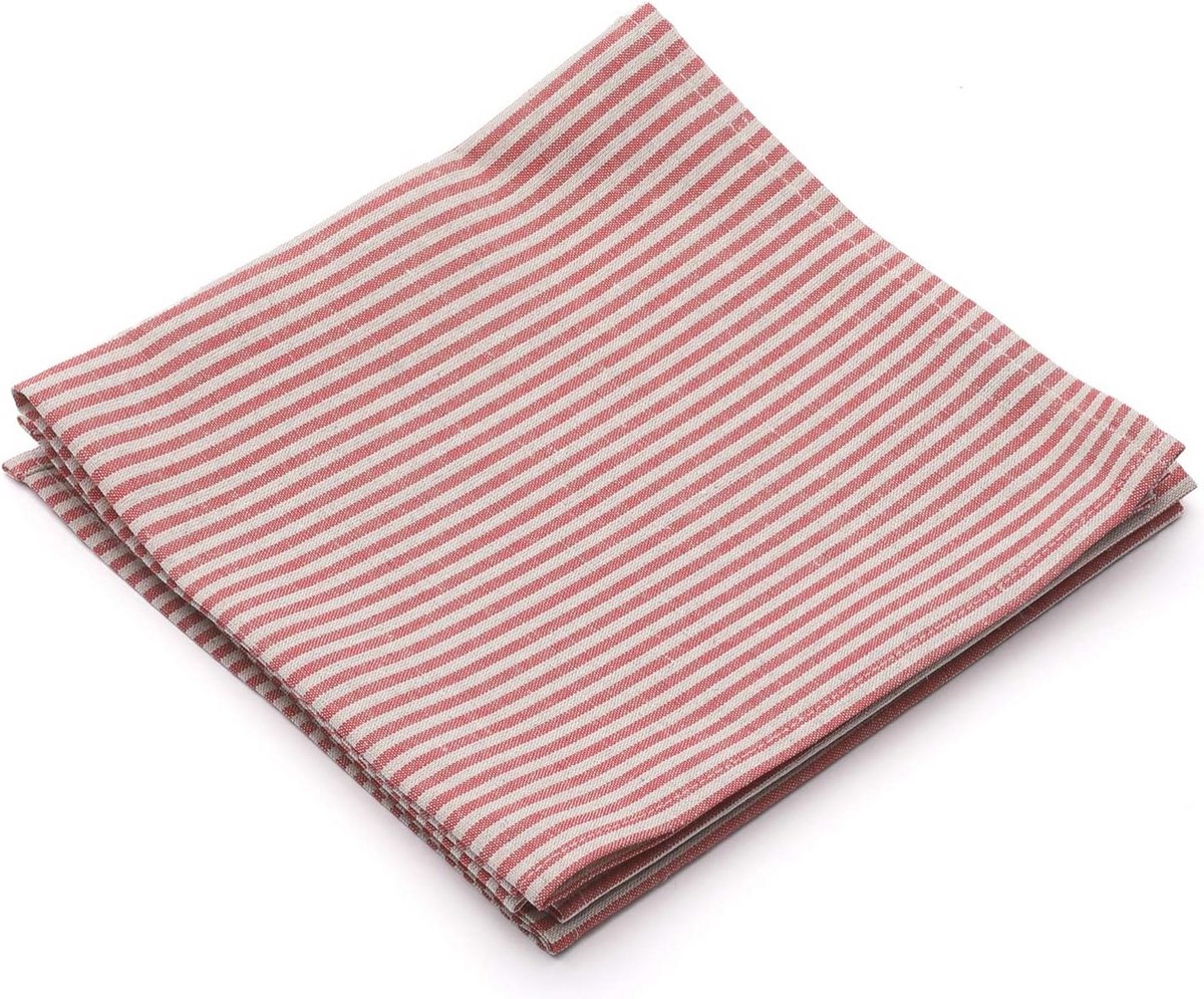 Zacht Rood Linnen Katoen Servet 46 x 46 cm - Set van 4