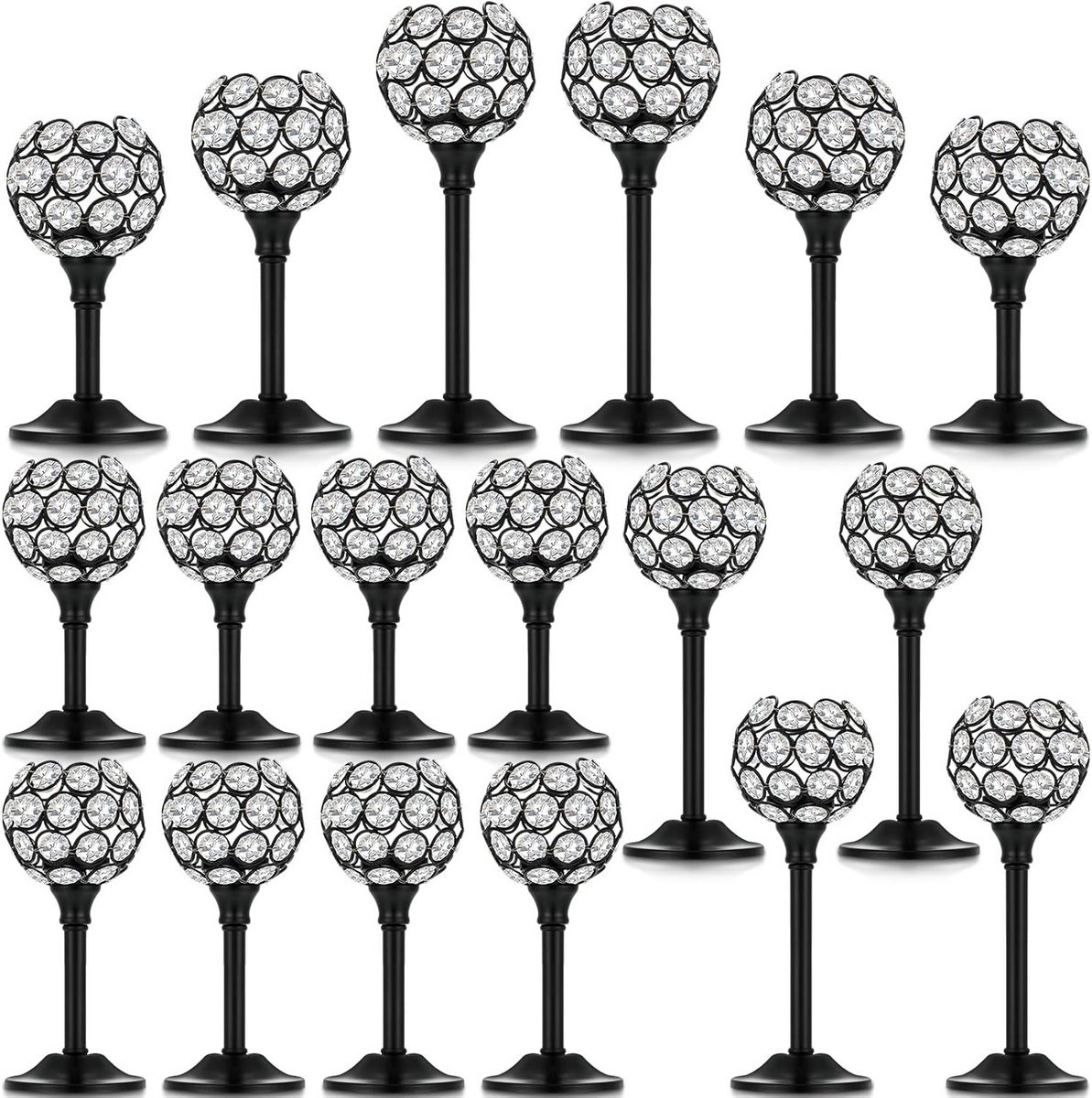 18-delige Set Kristallen Kandelaars - Sierlijke Tafeldecoratie voor Bruiloft en Feest