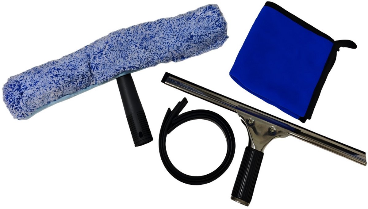 Professionele Raamwisser Set – Complete Ruitenwisser met Inwasser, Microvezeldoek & Extra