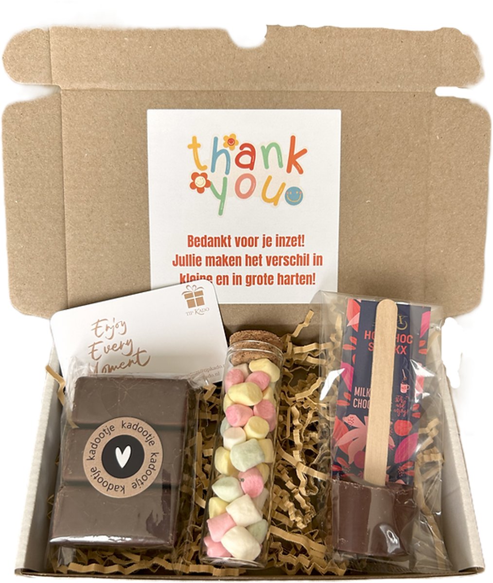 Pedagogisch medewerker choco mini brievenbus cadeau- juf - leidster - dag van de PM'er - choco - marshmallows