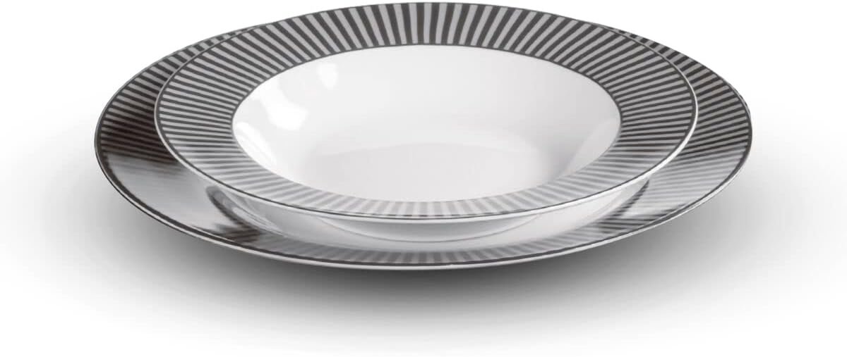 Servies set van porselein in wit en zwart