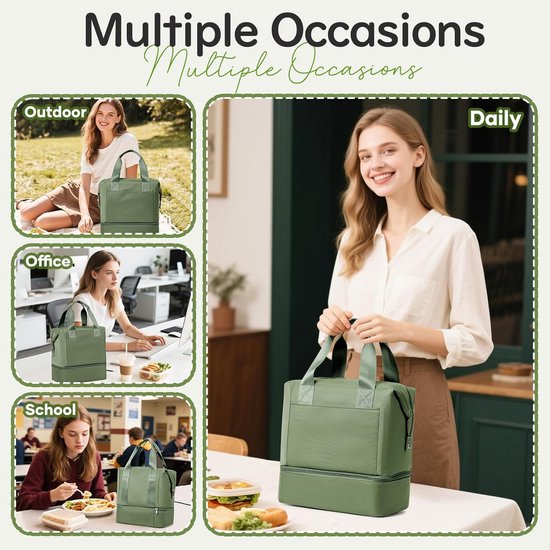Lekvrije Isolatielunchtas met Dubbel Compartiment - Koeltas voor Werk, School en Picknick — afbeelding 5