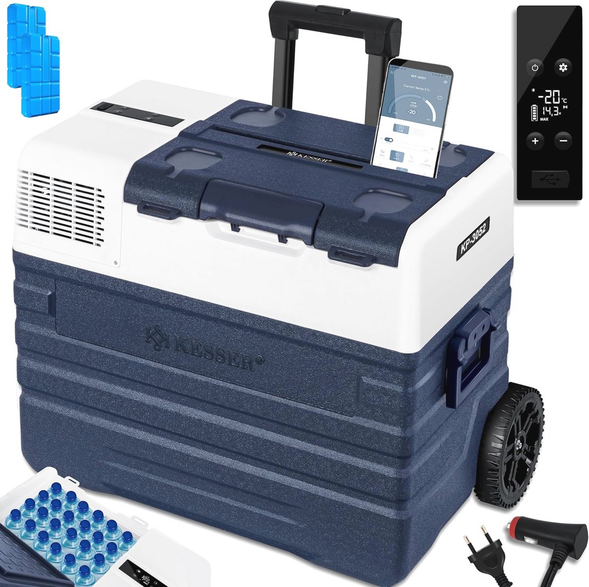 Elektrische koelbox 52L met app-bediening en USB-aansluiting - Perfect voor auto, camping en boot