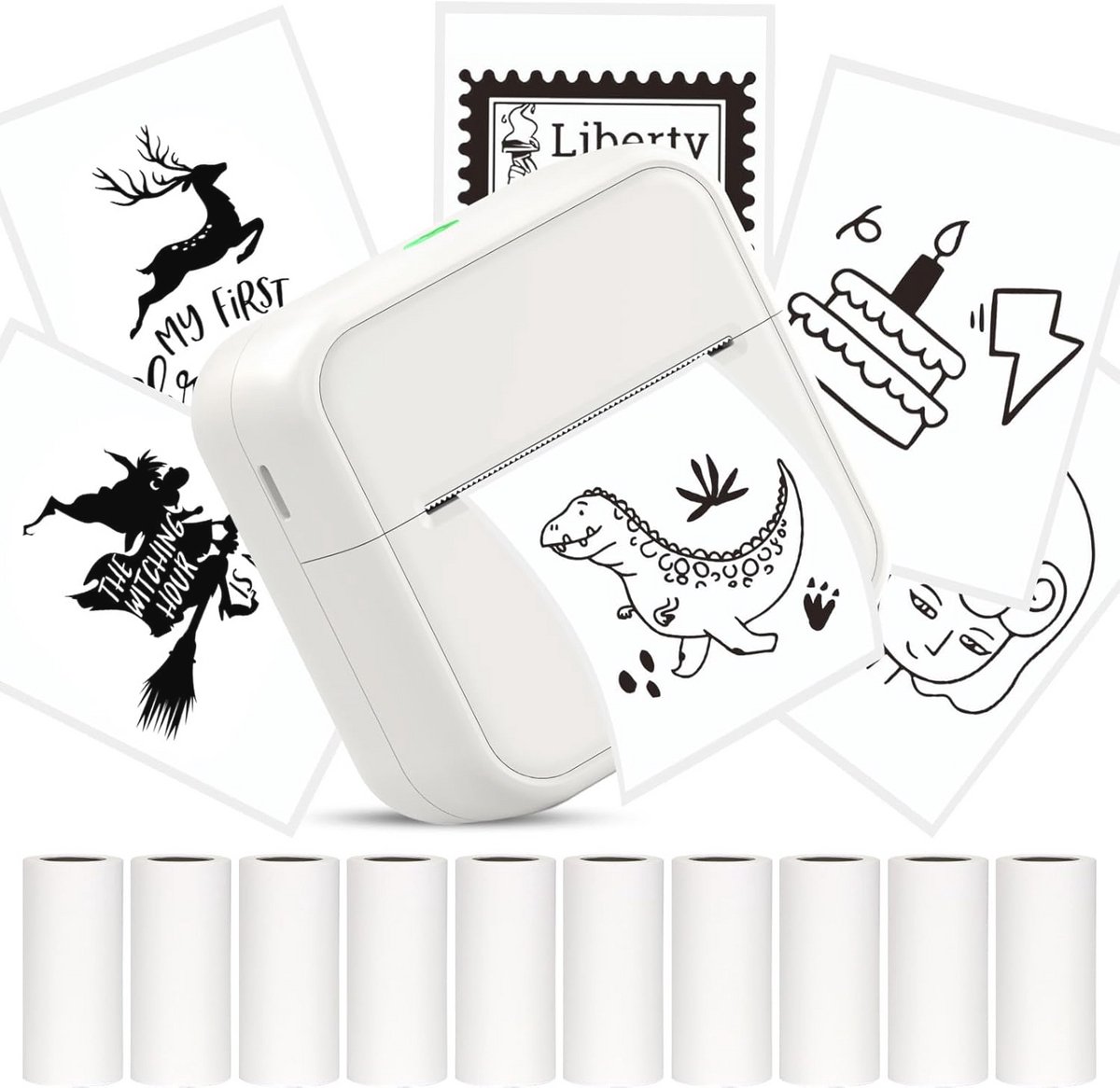 Draagbare Fotoprinter - Thermische Bluetooth Mini Printer voor iOS en Android - Inclusief 10 Rollen Printerpapier voor Foto's, Notities en Memo's