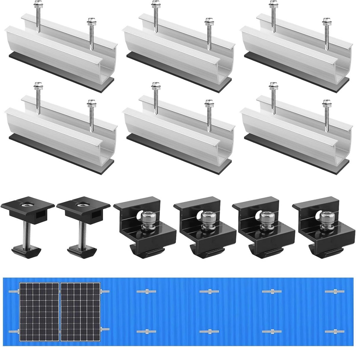 Montageset voor Zonnepaneel - Z-Houder en Klemmen voor Plat Dak