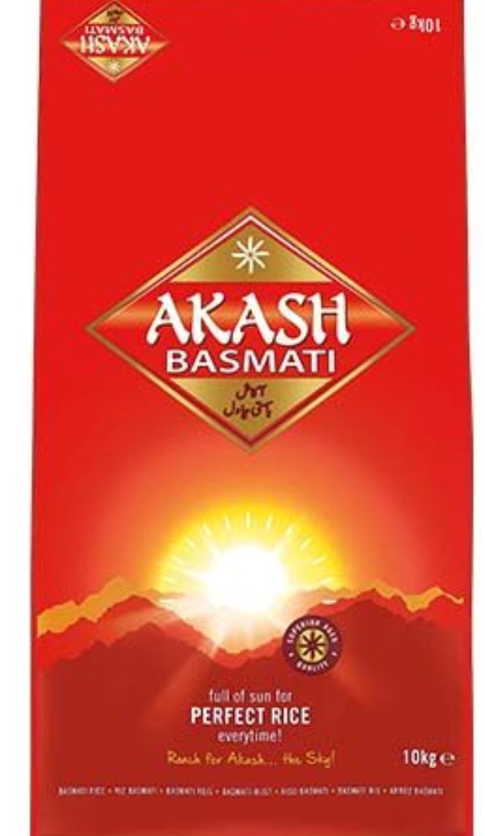 AKASH Basmati Rijst - Lange Korrel - Premium Kwaliteit - Grootverpakking 10 kg - Ideaal voor Curry en Pilau - 1 x 10kg met Kajal Sticker