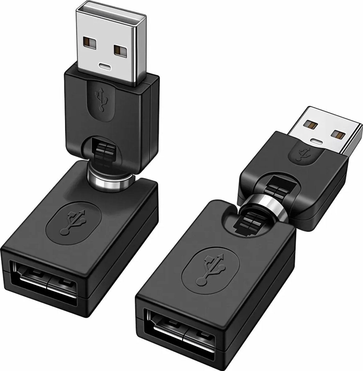 USB A female naar male verlengkabeladapter, geschikt voor pc's en laptops, 360° draaibaar.