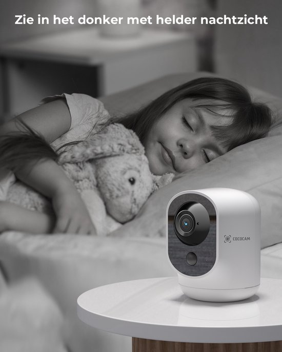 COCOCAM 2K Binnen Camera - Draadloos met 5200mAh Batterij - 360° Draai - AI Mensherkenning Beveiligingscamera - Baby & Huisdier Monitor - Werkt met Alexa van Merkloos — afbeelding 4