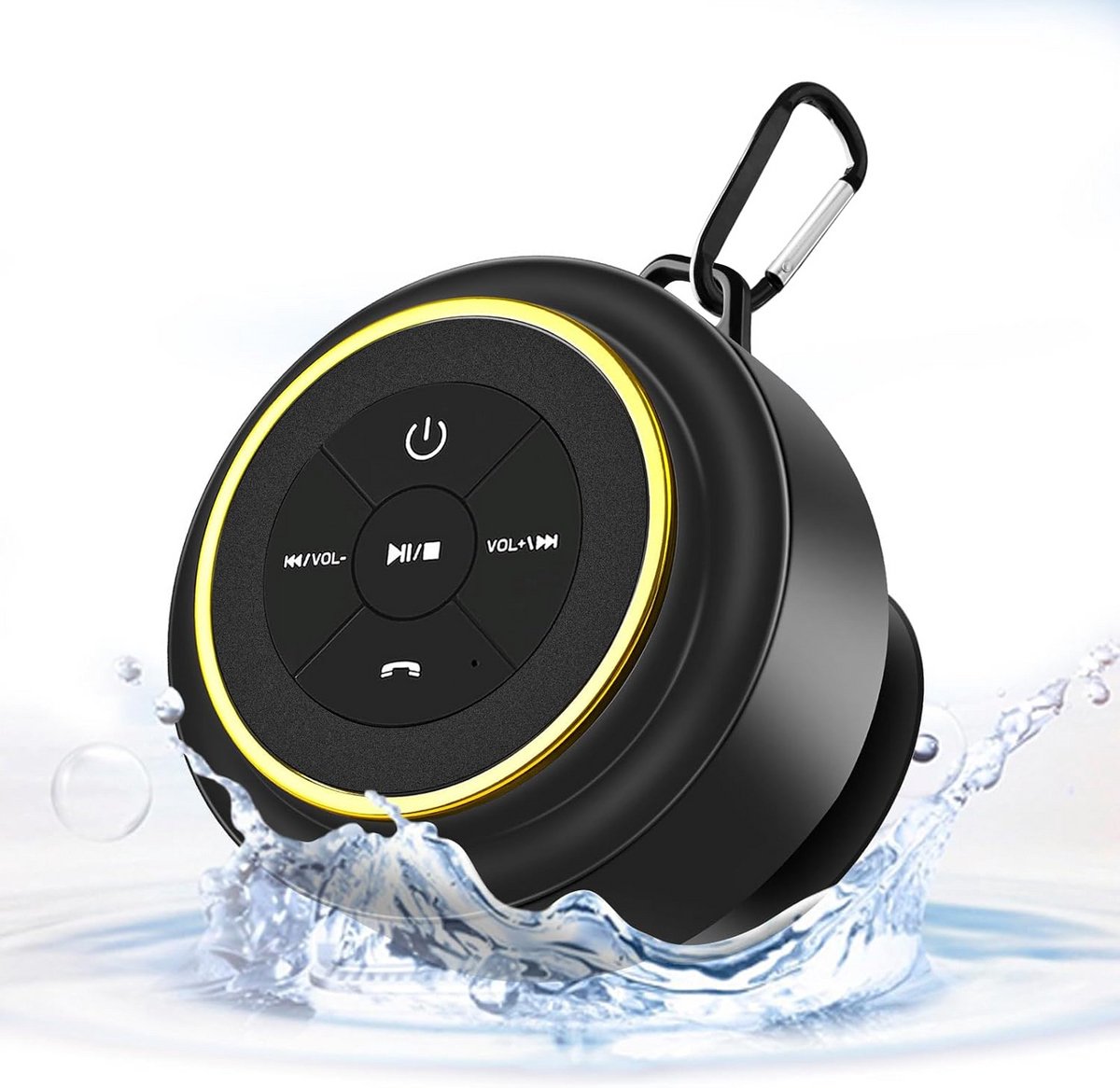 Kebrela Bluetooth doucheluidspreker met karabijnhaak, draagbare bluetooth-luidsprekers met zuignap, IP67 waterdichte draadloze luidspreker met LED-licht, zwevend, voor kamperen, strand, reizen, cadeau