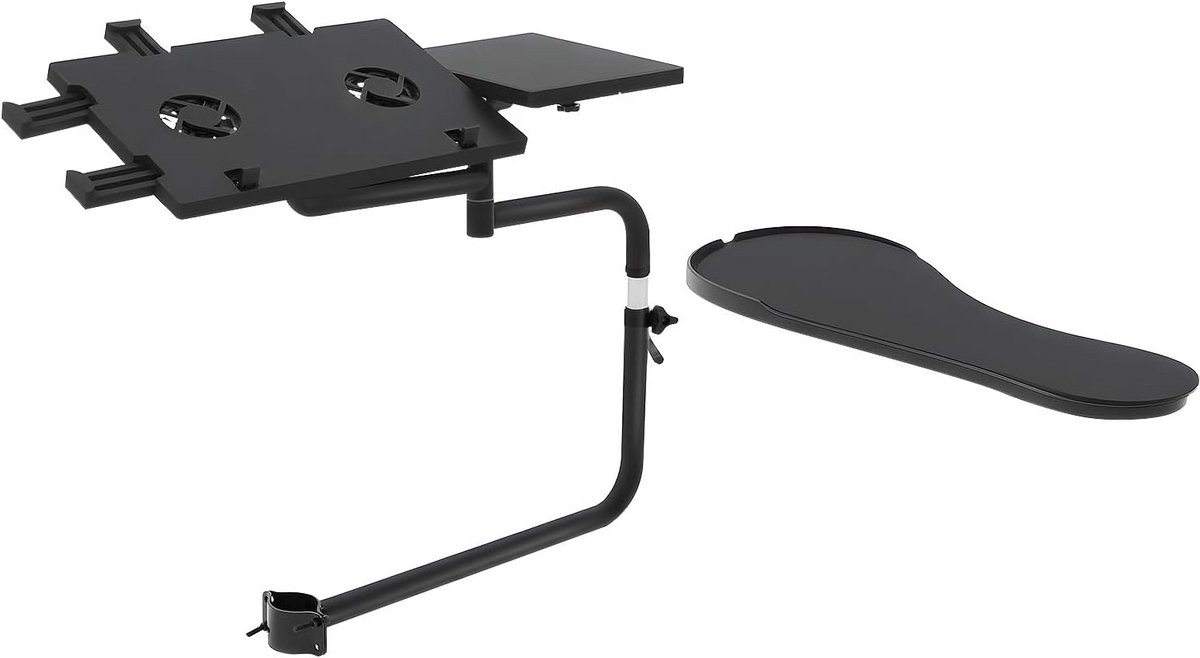 Verstelbare Laptop Houder met USB Ventilator voor Stoel Armleuning - RVS Klem