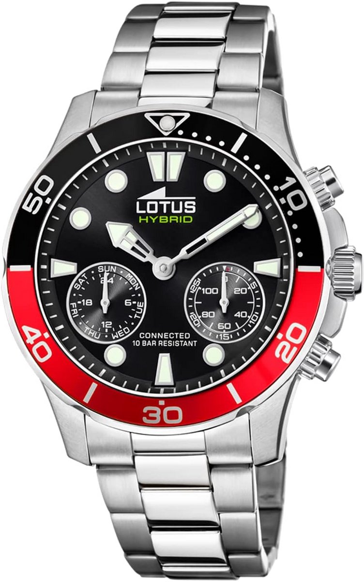 Strappy Horloge Zilver Zwart Rood Hybride Model