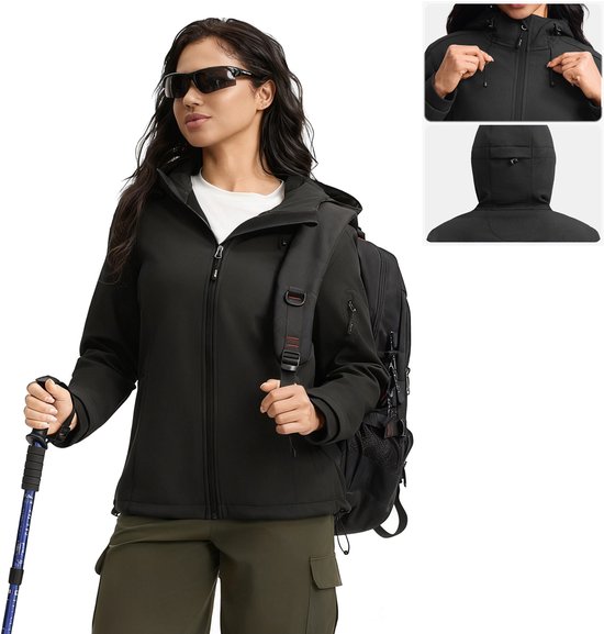 BUBW® Windjack - Outdoorjas Dames - Lichtgewicht - Waterdicht & Ademend - Zwart - Maat M