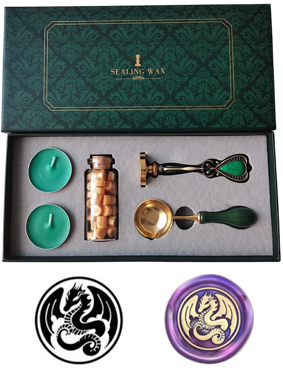 Vintage Wax Zegelstempel Set met Gouden Waxparels - Voor Bruiloft, Kaarten en Enveloppen