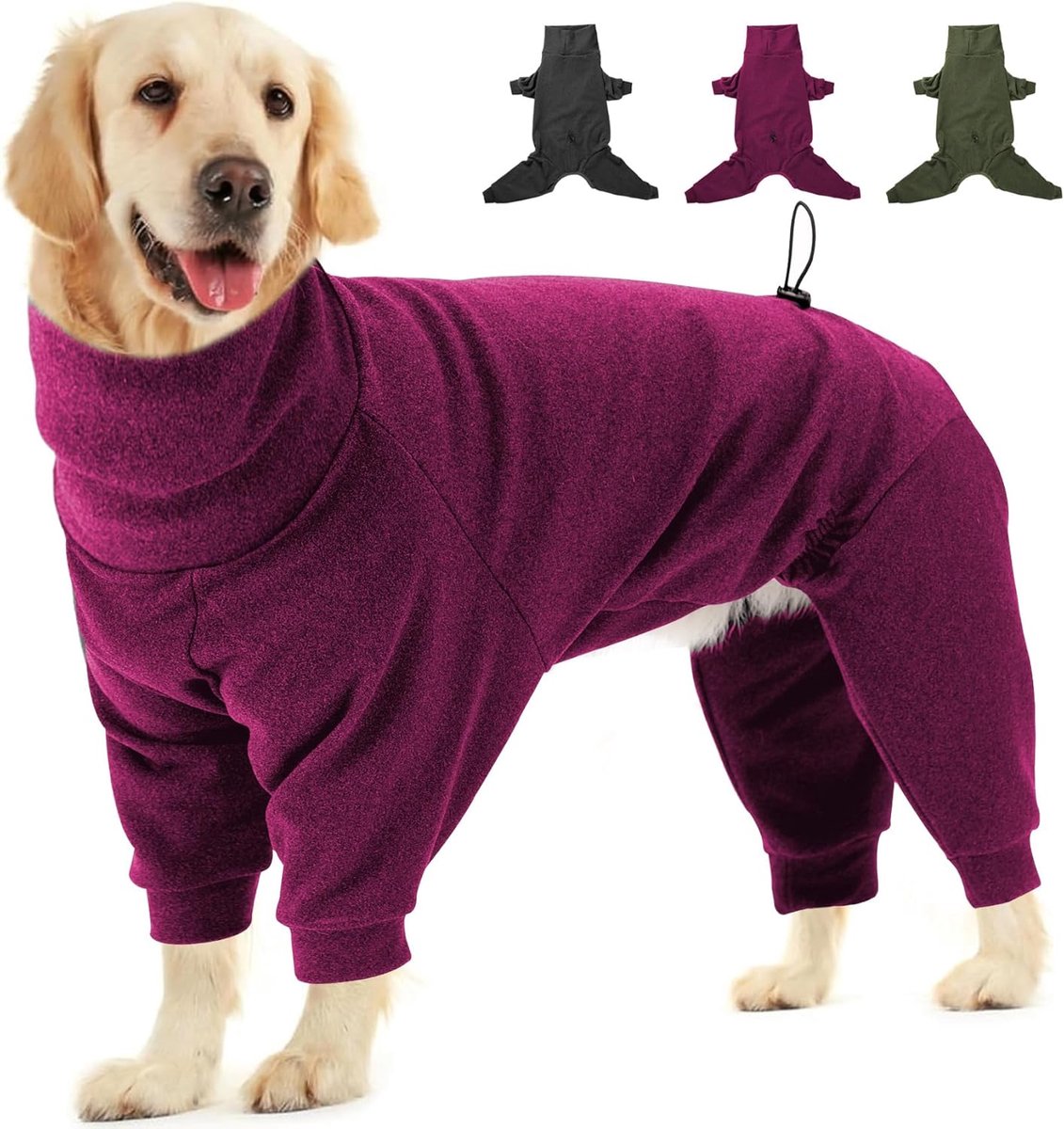 Hondenjas met vier poten, gemaakt van fleece, winddicht, trui-achtig model, winterjas voor kleine honden, geschikt voor binnen- en buitengebruik,Paars,XS