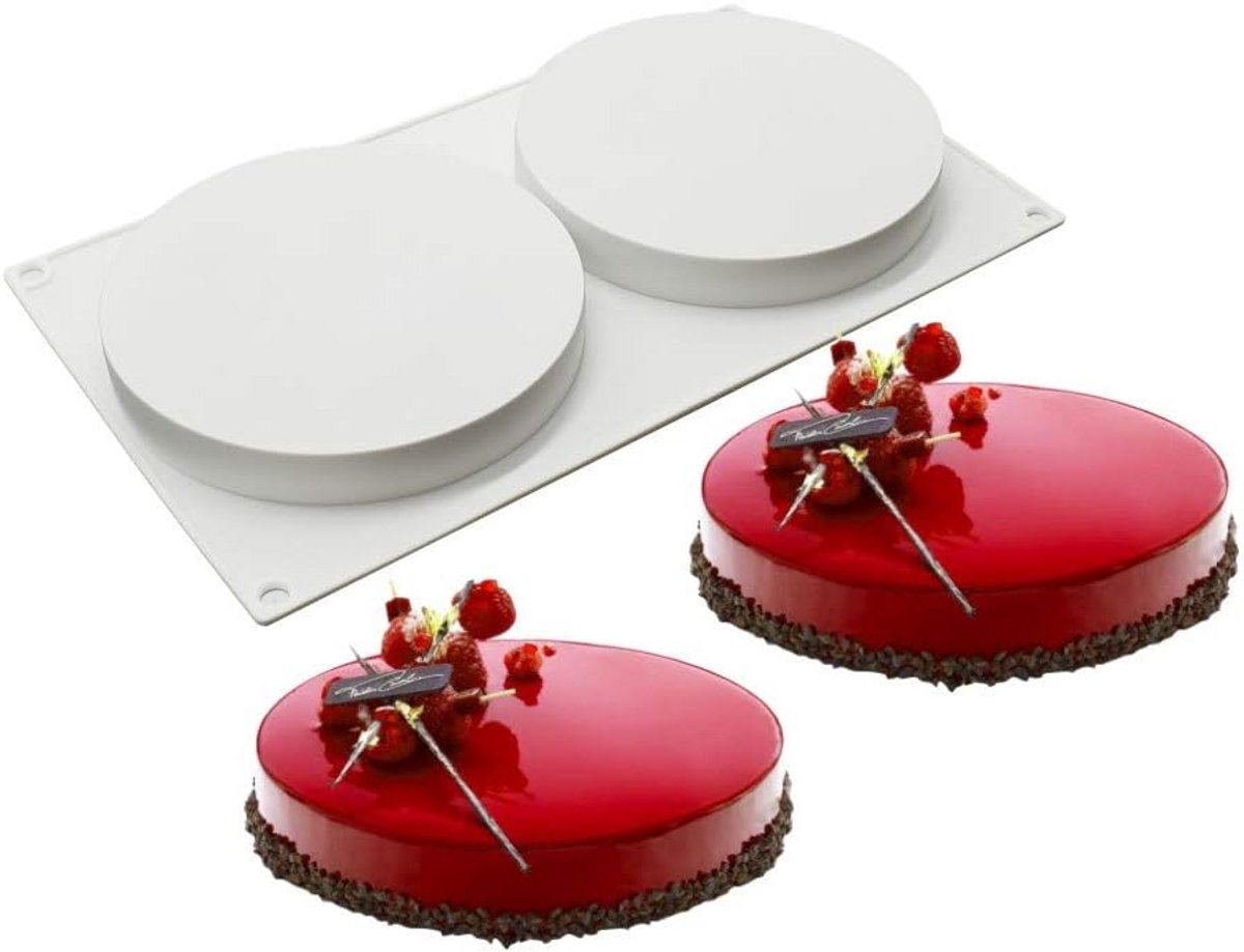 Flexibele Siliconen Bakvorm voor Mousse Taart en Gebak - 2 Gaten Plat