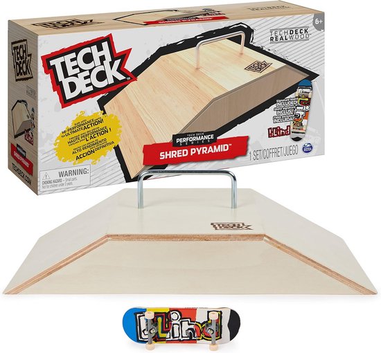 Tech Deck Performance Series - Shred Pyramid-set met metalen rail en uniek Blind-fingerboard - gemaakt met echt hout