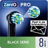 "ZaniQ – Pro Black Serie – Opzetborstels 8 stuks– Zwart -Compatibel met handvatten waarop Oral-B Cross Action opzetborstels passen (geen 1 - 2 serie) - Brievenbusverpakking