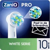 ZaniQ– Pro White Serie – Opzetborstels 10 stuks – Wit - Compatibel met handvatten waarop Oral-B Cross Action opzetborstels passen - Brievenbusverpakking