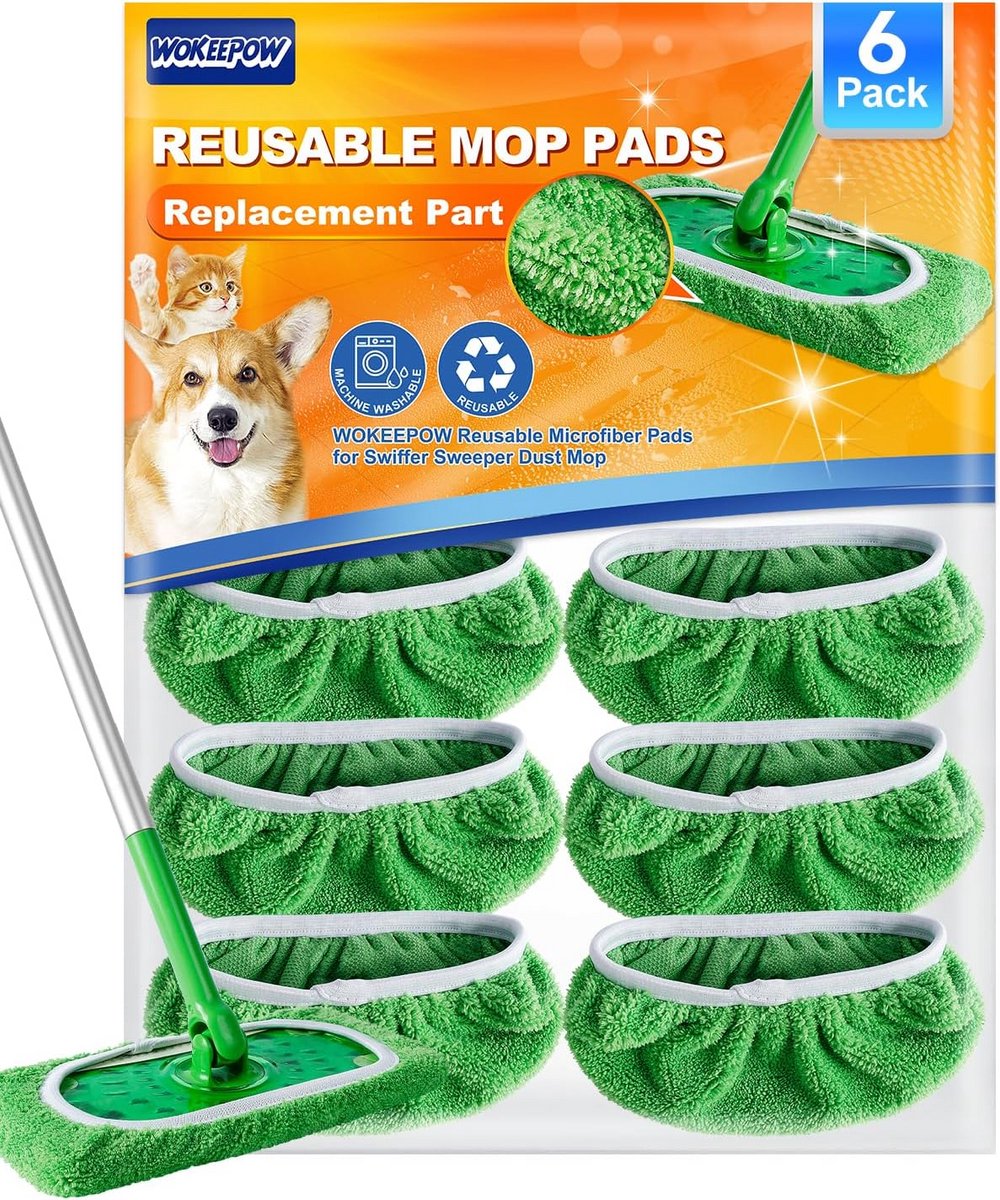 Herbruikbare Microvezel Dweildoeken voor Swiffer Sweeper - 6-Pack Groen, Wasbaar
