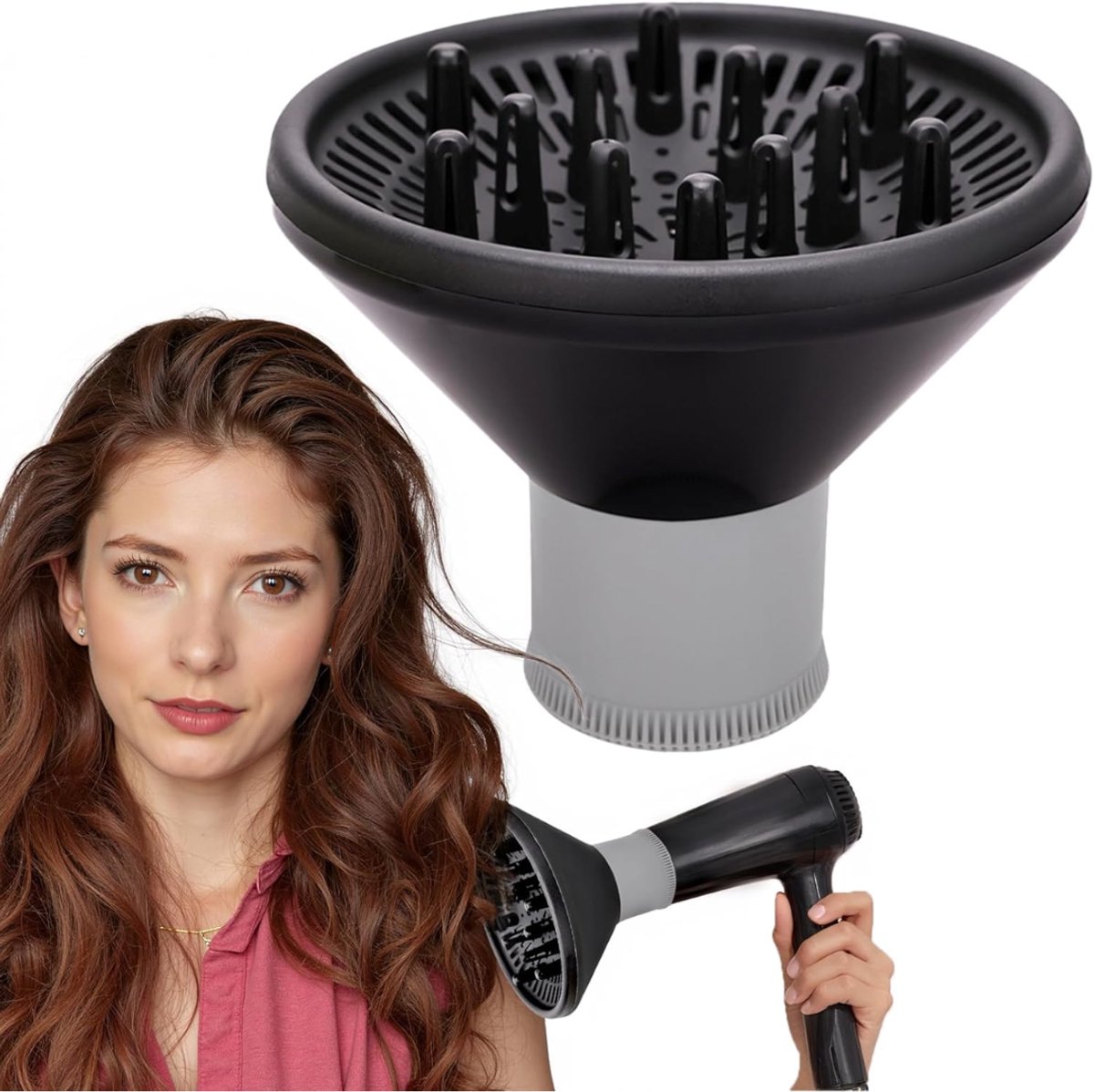 Diffuser Opzetstuk - Krulborstel voor Fohn Universeel - Multistyler - Zwart