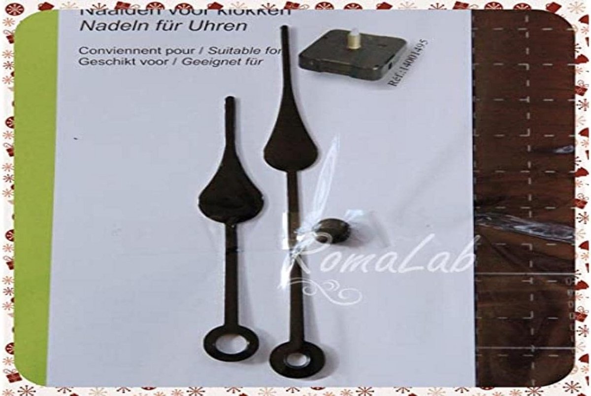 Set van 2 Klok Wijzers Druppelvormig Zwart 73mm en 96mm Vervangende Onderdelen