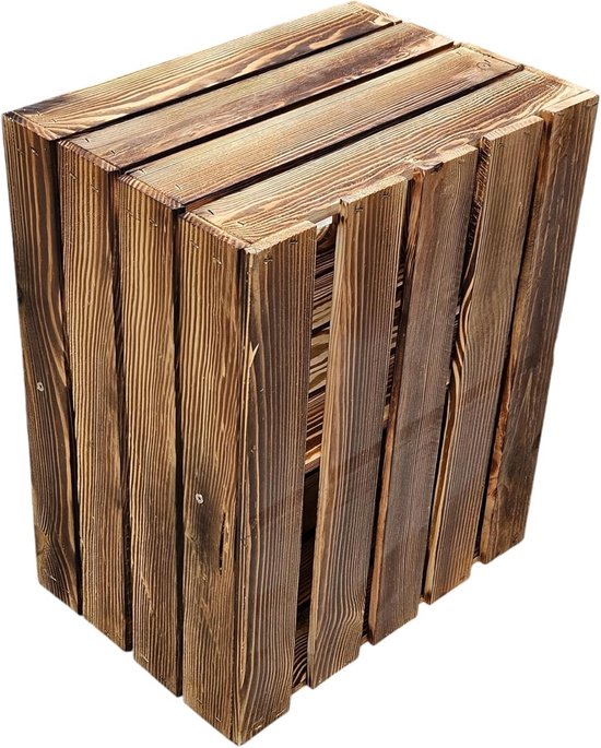 Flamed Wooden Boxes Wine Boxes, Fruit Boxes with Middle Shelf ...