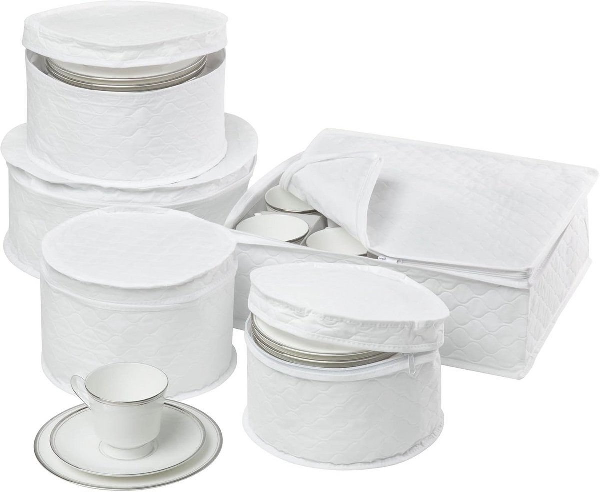 Opbergset voor servies, wit, 5-delig - Veilig en stijlvol