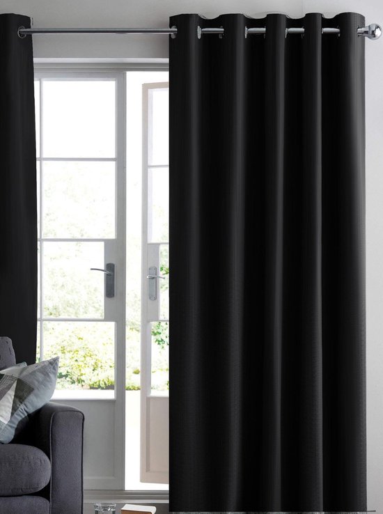 Maroyathome RUBEN - Gordijn - Verduisterend - met Ringen - kant en klaar - 300 x 260 cm - 300 cm breedte en 260 cm lengte - Zwart - 1 Stuk